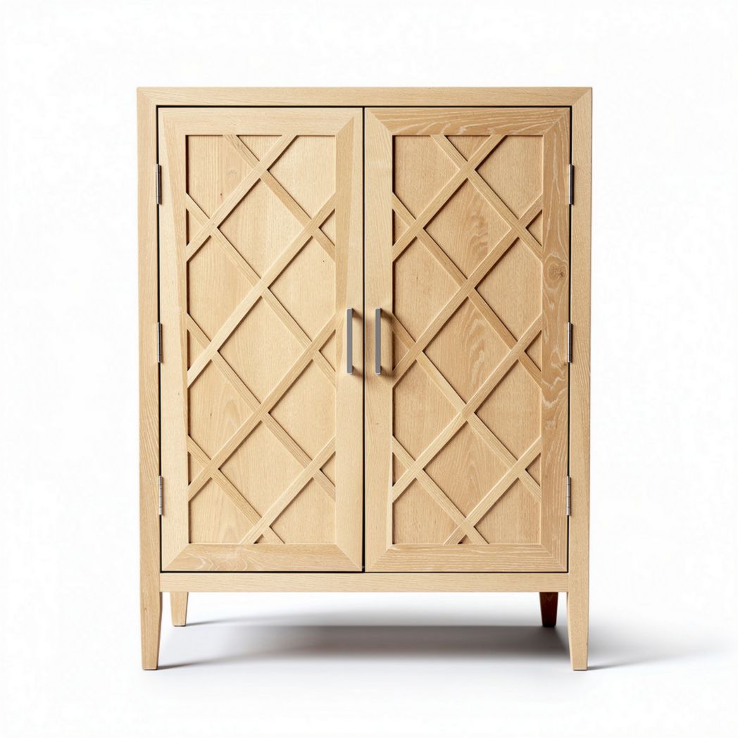 Houten kast met ruitpatroon 80 x 50 x 100cm in natuurlijke kleur