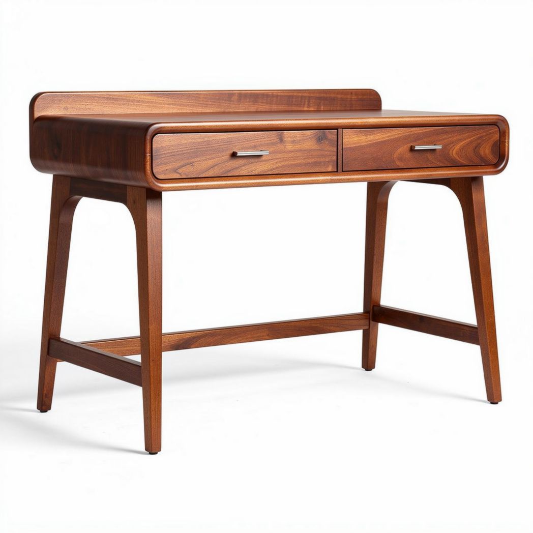Houten bureau met twee lades afmetingen 120 x 60 x 75cm donkerbruin