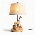 Houten giraffe tafellamp met lampenkap van stof 30 x 20 x 50cm