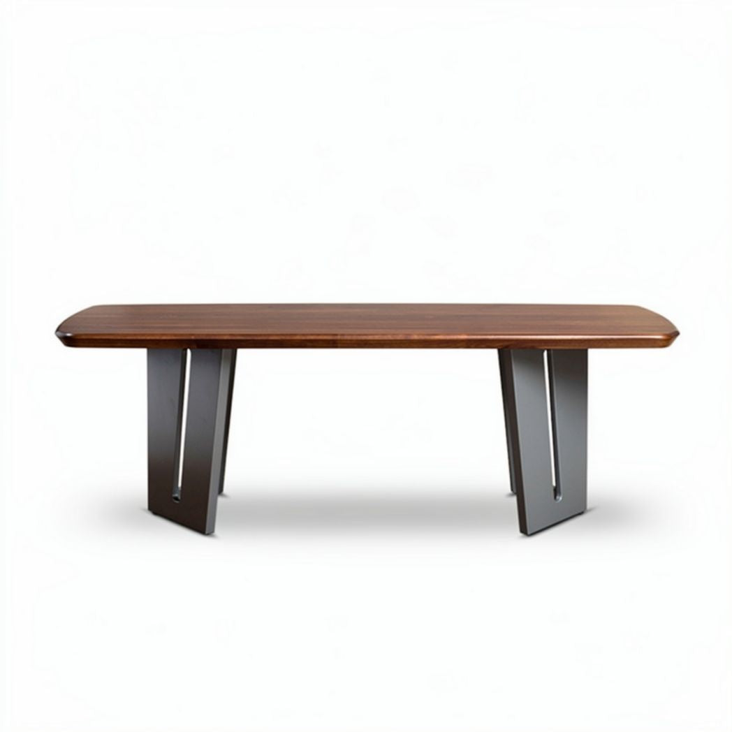 Eettafel van massief hout met metalen poten 200 x 90 x 75cm bruin