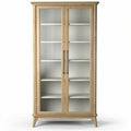 Houten vitrinekast met glazen deuren 80 x 40 x 180cm in natuurlijk eikenhout