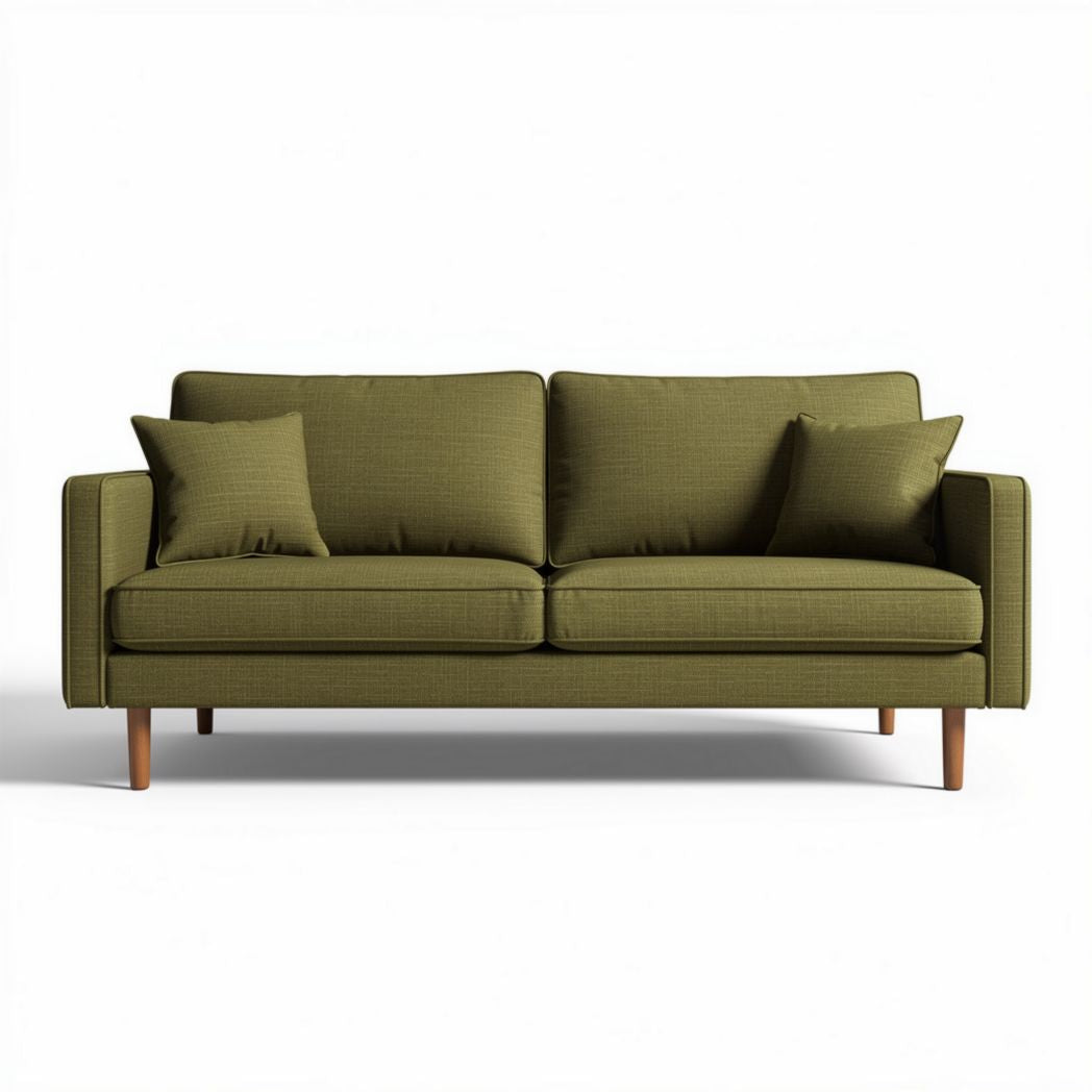 Groene bank met kussens van stof 200 x 85 x 90cm voor woonkamer inrichting