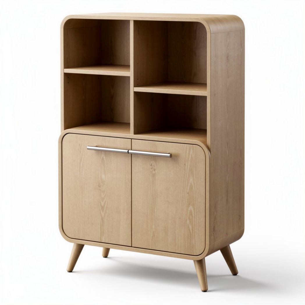 Houten kast met open planken en gesloten vakken 80 x 40 x 120cm