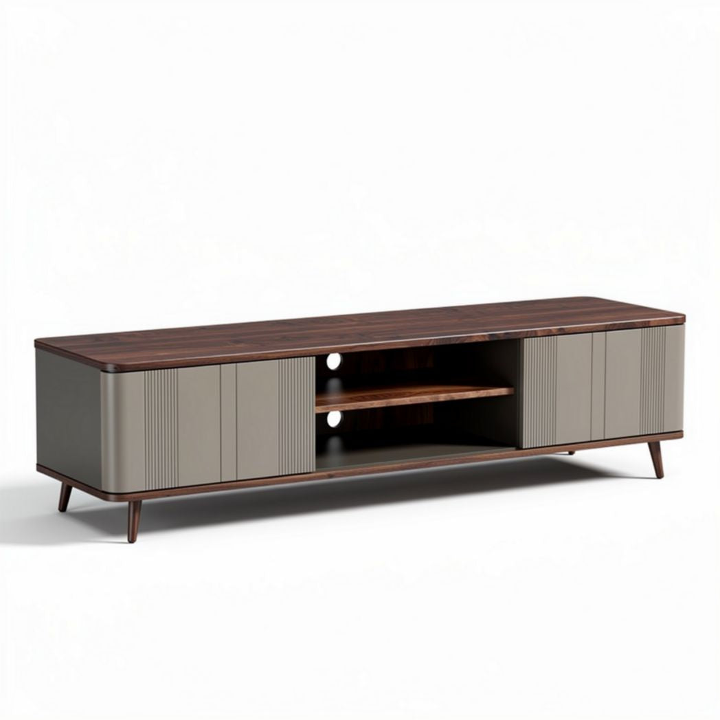 Tv-meubel van hout en metaal met opbergruimte 150 x 40 x 50cm grijs bruin