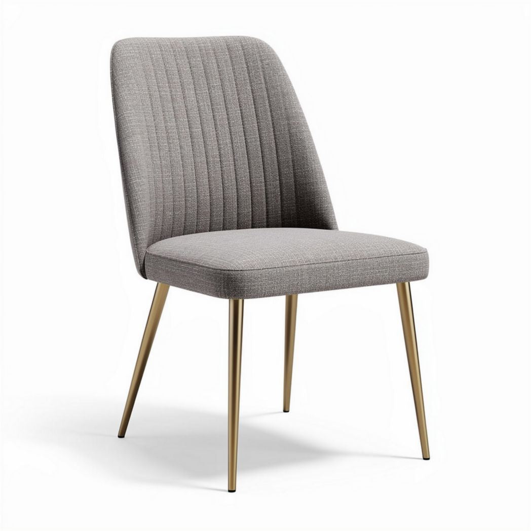Eetstoel met gestreepte bekleding en metalen poten in grijs 45 x 50 x 90cm