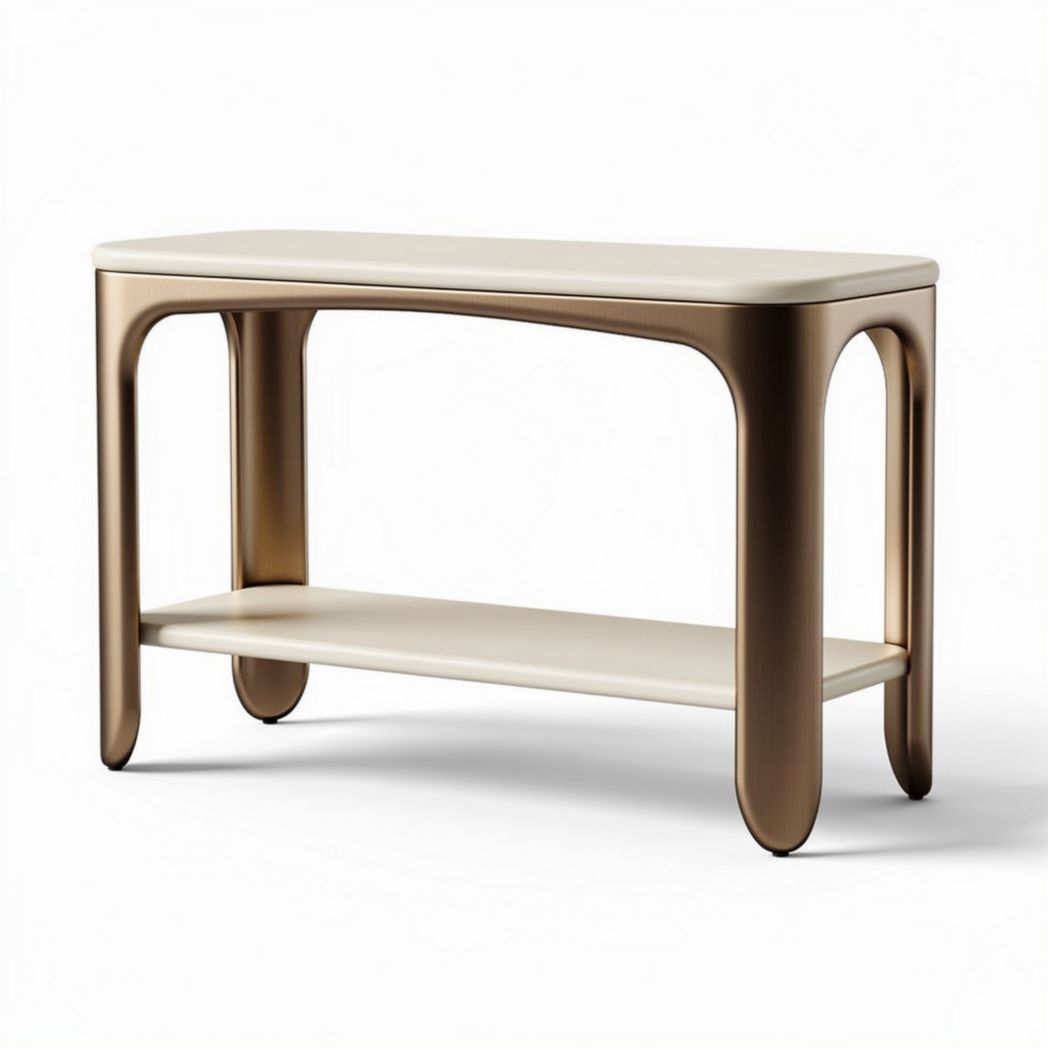 Salontafel in brons en wit met afmetingen 120 x 40 x 75cm
