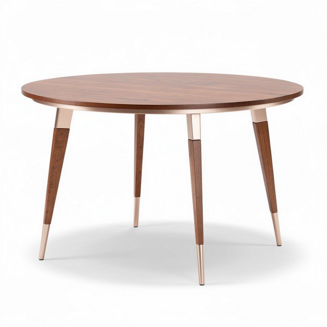 Ronde houten tafel met metalen poten 100 x 100 x 75cm bruin